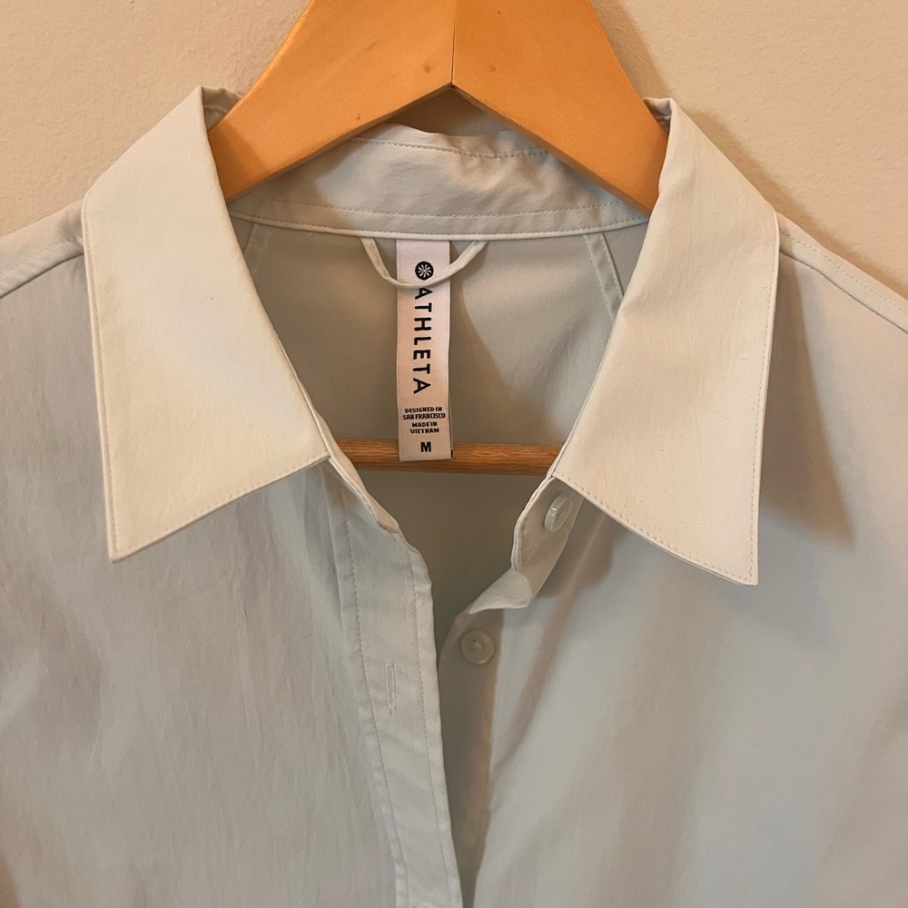 Athleta Light Green Button Down Shirt - image 8